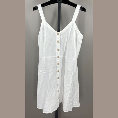 NEW Loft Dress Womens 4 white linen fit flare preppy casual classic summer  | eBay
