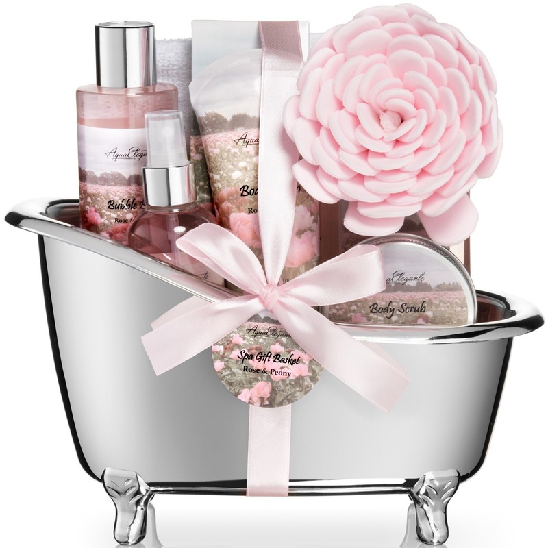 Spa Gift Basket For Women (Aqua Elegante) - Rose & Peony
