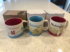 NIB Starbucks Coffee Cups Lot San Francisco You Are Here Bahamas Washington Cup