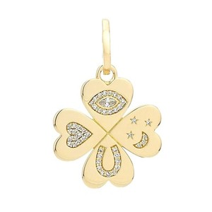 925 Sterling Silver Handmade Pave Diamond Good Luck Clover Pendant