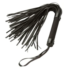 Pleather Synthetic Suede Flogger Black Hand Whip 15.5"