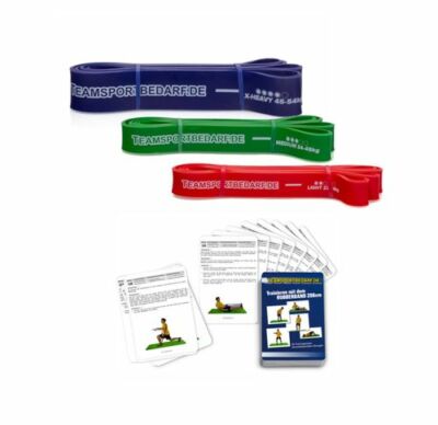 3er Set Widerstandsband 208 cm Trainingsband Gymnastikband Expander 30 Workouts