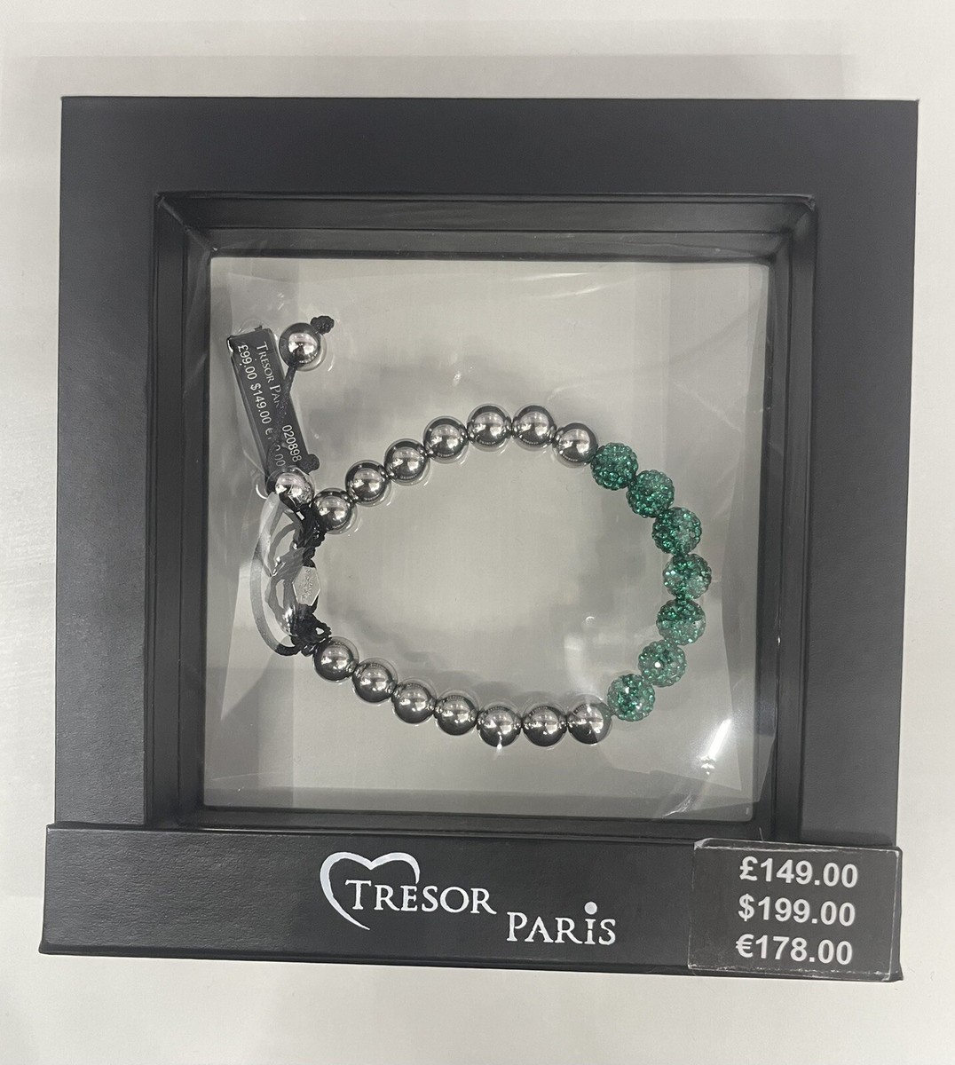 Tresor Paris Bracelet Green Black Chrystal Stone Authentic UK