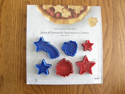 Set 6:Williams Sonoma 4th of July Star & Fireworks Cookie/Pie Crust Cutters -New