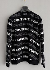 Versace Jeans Couture XXL Size Logowave Print Sweatshirt Black Cotton