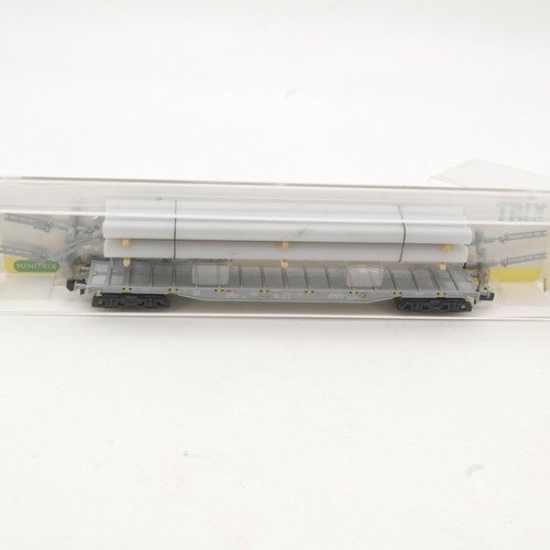 Minitrix N 15608 Flachwagen mit Ladung Röhren der SBB in OVP RR6833 | Condition: Gebraucht