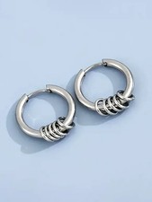 Edgy Stainless Steel Hoop Earrings