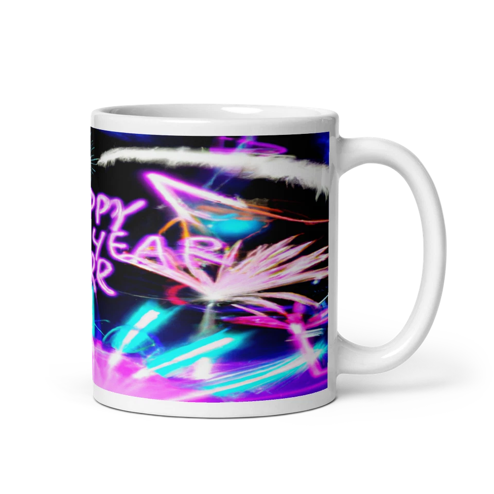 Neon Fireworks New Year's Eve 11oz Ceramic Mug - Image 2 of 3