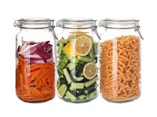 78oz Glass Food Storage Jars with Airtight Clamp Lids, 3 Pack Wide ... Fast Ship
