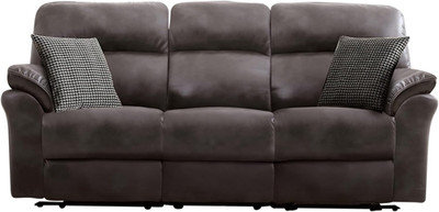 Lerona 88'' Faux Leather Recliner Sofa with Pillow Top Arms, Dark Gray
