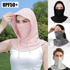 Integrated Face Mask w/ Extended Neck Face Protection Hat UV Protection Sun Hood