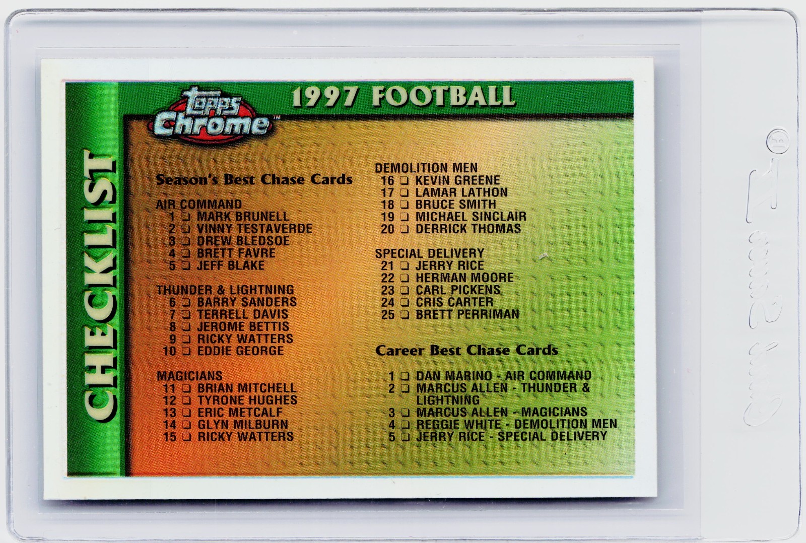 1997 TOPPS CHROME REFRACTOR #165 - CHECKLIST (FOOTBALL)