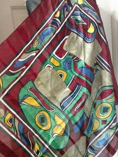 GORGEOUS 70's Made in Italy Art Deco 30" Square Head Neck Scarf