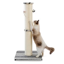 Grey 34 Inch Heavy Duty Thick Cat Scratching Post Sisal Rope Ball Mice Toy