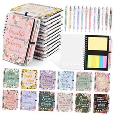 48 Pcs/24 Set Christian Prayer Journal Spiral Notebooks Bulk with Pens Prayer
