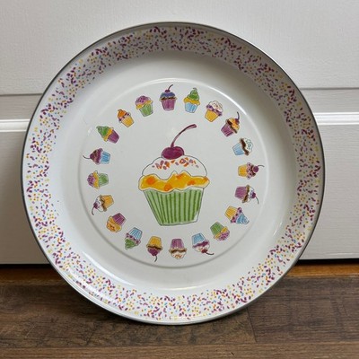 Golden Rabbit Michael Sparks Cupcake Enamelware Serving Tray Platter 13.25'' CK08
