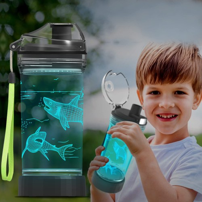#ad #ad Shark Water Bottle with 3D Glowing Light 14 OZ Tritan BPA Creative Ideal ... $33.80