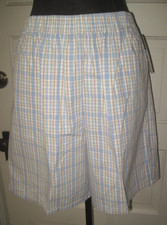 NWT CHIC Vintage Classic Fit Blue Plaid Pull on Shorts 18 Average