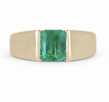 Certified 14k Solid Yellow Gold Ring Natural Zambian Emerald Engagement Ring