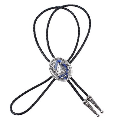 Vintage Aborigines Silber Wolf Western Cowboy Rodeo Bolo Leder