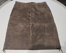 HYPO ACTIVE Vintage Brown Suede Leather Skirt Lined Sz 12 Pre-Owned