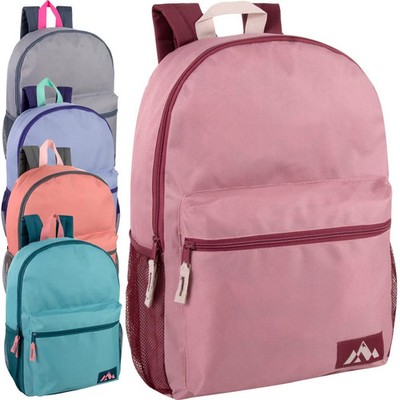 18-Inch Backpack   Assorted Colors School Bag with Side Mesh Pockets Pk 24
