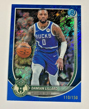 2025-26 BOWMAN CHROME DAMIAN LILLARD BLUE WAVE REFRACTOR #/150 BUCKS COLOR MATCH