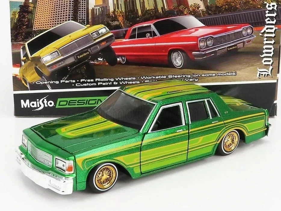 MAISTO LOWRIDERS 1:26 1987 CHEVROLET CAPRICE METALLIC GREEN OUT OF PRODUCTION!!! - Image 2 of 4