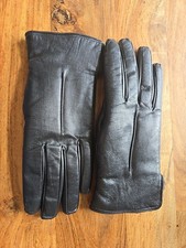 Vintage Black Leather Driving Gloves Womens Sz 6 Fur Lined Kidskin Split Cuff