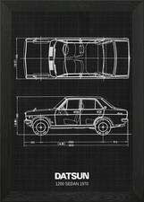 Poster arte da parete con cornice Datsun 1200 berlina 1970 quadro stampa su tela