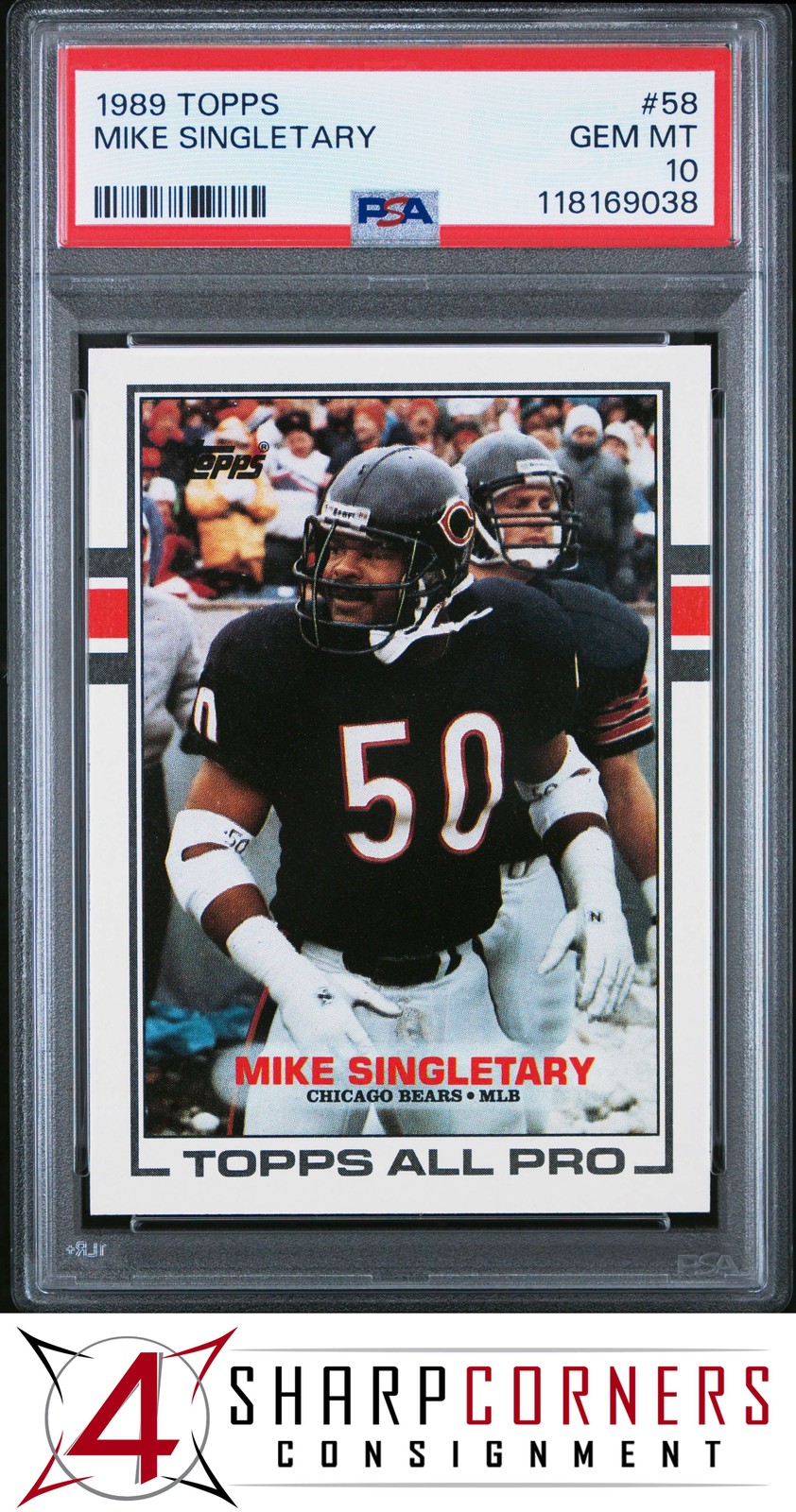 1989 TOPPS #58 MIKE SINGLETARY BEARS HOF PSA 10