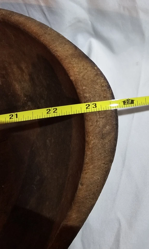 VINTAGE WOOD DOUGH BOWLS (x2) HAND CARVED OBLONG W/ FINGER HOLD / GROOVE - Image 4 of 4