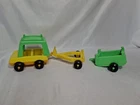 Vintage 1970's PLAYSKOOL Square People, Truck And Trailer, Green, #385