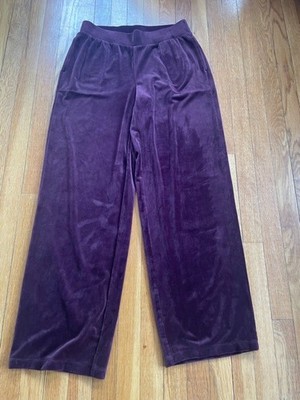 Soma 24/7 Plum Velour Wide Leg Lounge Pants M/L