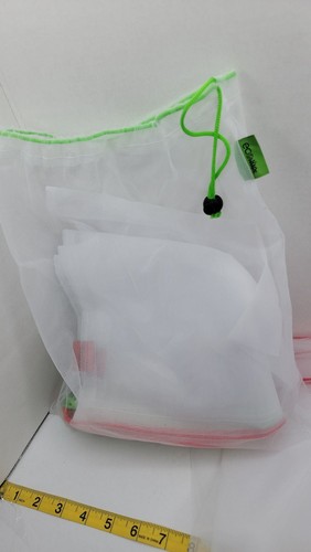 Ecowaare Reusable Mesh Produce Bags, Set of 15, 3 Sizes (S, M, L)