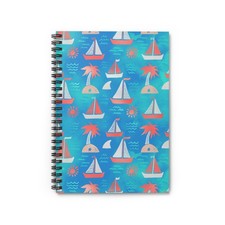 Sailboat Spiral Notebook - Ruled, Nautical Journal, Ocean Theme, Gift for ... 