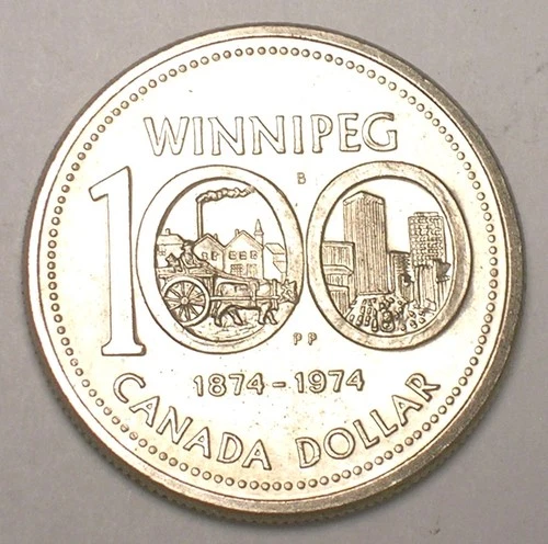 1974 Canada Canadian One 1 Dollar Queen Elizabeth II Winnipeg Coin XF