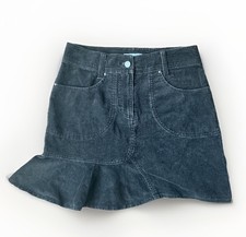 Gorgeous Denim Corduroy Ruffle Blue Denim Skirt Size XS Y2K Asymmetrical 2000s