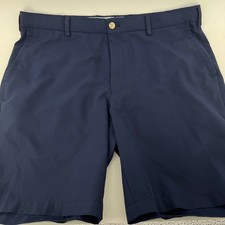 Peter Millar Salem Performance Shorts Navy Blue Size 36 Mens Golf Chino Stretch
