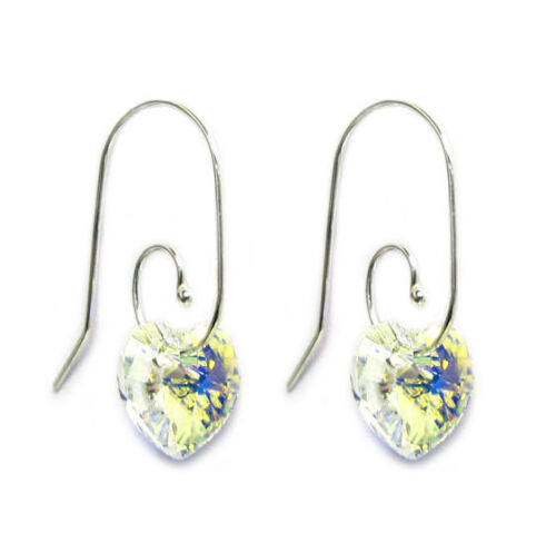 Pendientes colgantes de plata esterlina Love Heart gancho giratorio elemento Swarovski cristal - Imagen 2 de 5
