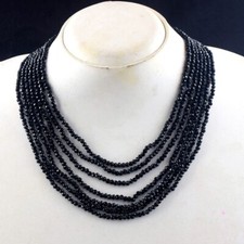 7 Strand Black Spinel Amazing Cut 274 Cts Beaded Stunning Necklace VK 45 E633