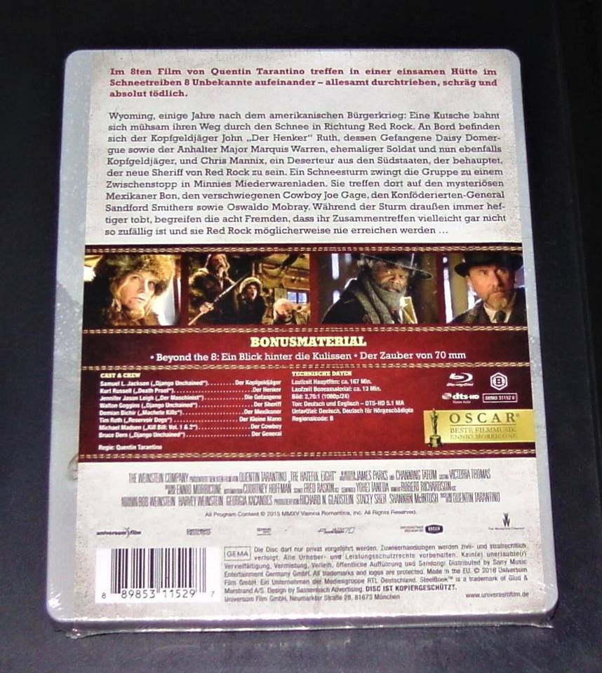 THE HATEFUL 8 QUENTIN TARANTINO LIMITIERTE STEELBOOK EDITION BLU RAY NEU & OVP - Bild 2 von 4