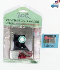 NEW AOC Clip-On Socket Pentium I 75-200 CPU Cooler UL Approved Ball Bearing Fan