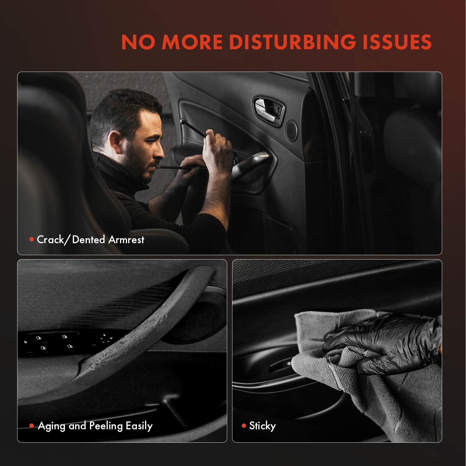 Front LH Red Brown Interior Door Handle Window Switch Armrest Panel for BMW F10