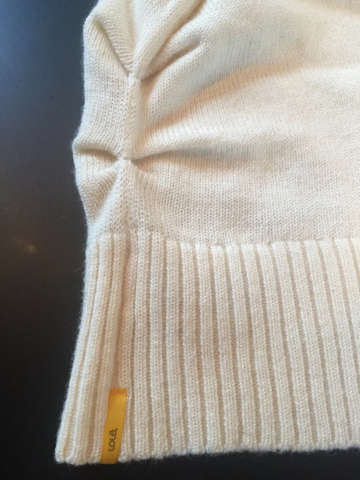 lole ivory ruched wool blend knit beanie hat 