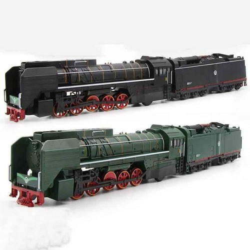 Alloy Steam Train Diesel Locomotive Retro Coal Carriage Lights Model Toy Trains - Picture 4 of 11