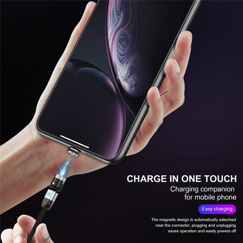 360° Rotation Magnetic Type C Micro USB Cable Fast Charger For iPhone Android - Zdjęcie 8 z 47