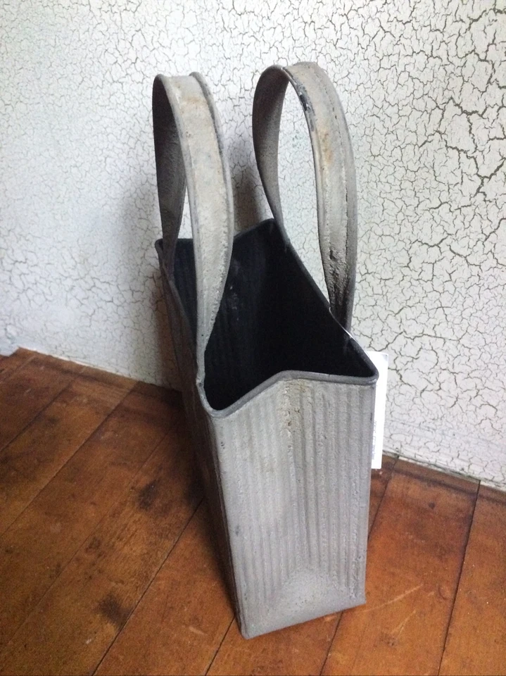 Metal Market Basket Galvanized Rustic Planter Vase Primitive Farmhouse Container - Image 3 of 4