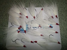 100 pack 5/0 Bucktail Teasers WHITE  Cod bucktail teaser hooks Fluke Stripers