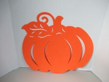 HALLOWEEN Die Cut Thick ORANGE Felt Pumpkin Halloween DECOR SZ 17" x 15" NEW